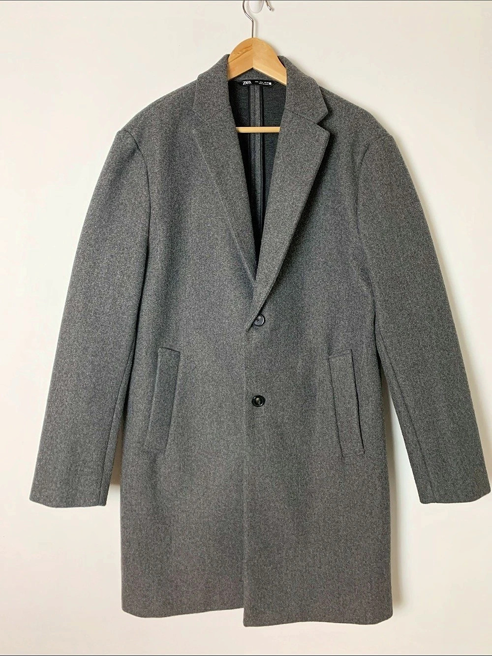 Zara Men’s Collection Sz L 4 Way Coat Gray Pea Coat Style Business Workwear
